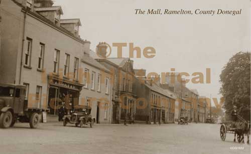 The Mall, Ramelton, Co Donegal, Ireland. old photograph showing