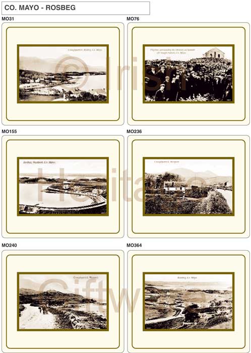 Vintage Placemats and Coasters of Rosbeg, Co Mayo, Ireland