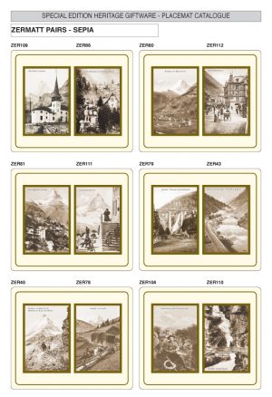 Vintage Melamine Placemats and Coasters of Zermatt, Switzerland