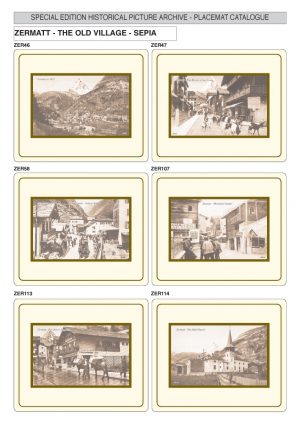 Vintage Melamine Placemats and Coasters of The Old Village, Zermatt, Switzerland