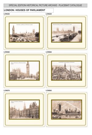 Vintage Melamine Placemats of Historic Houses of Parliament, London