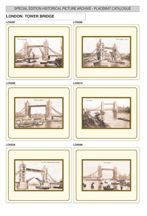 Vintage Melamine Placemats, Tower Bridge, London
