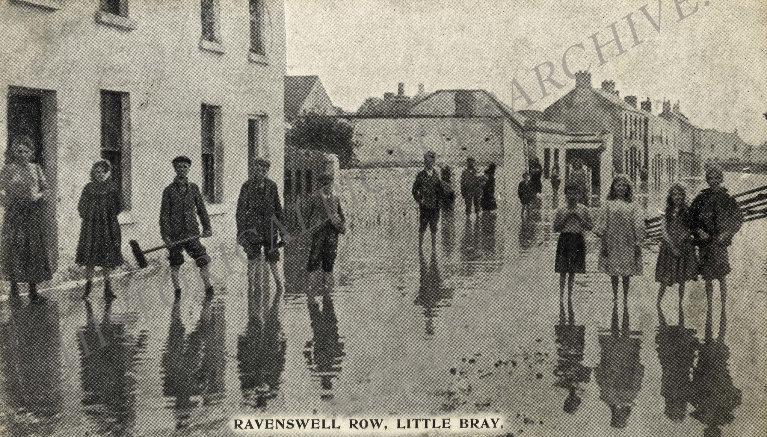 Floods at Revenswell Row, Little Bray, Co. Wicklow, Ireland, Old Irish