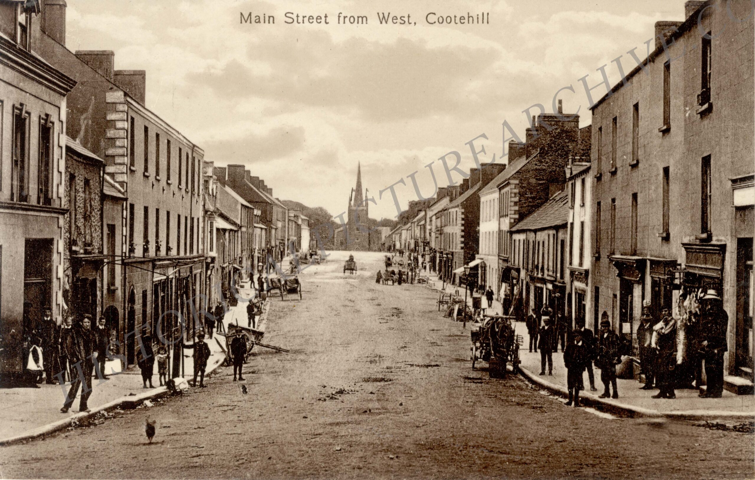 Main Street from West, Cootehill, Co. Cavan, Ireland, Old Irish ...
